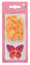 Essbare Papierdekorationen Rote Schmetterlinge und gelbe Miniblumen (30 Stück)