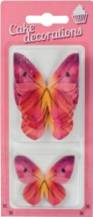 Décorations en papier comestibles Papillons rose-rouge (8 pcs)