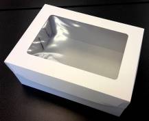 Tortová krabica biela obdĺžniková s okienkom (36 x 26 x 16 cm)
