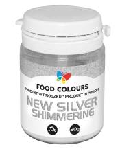 Peinture comestible en poussière de perles Colorants alimentaires New Silver (20 g) Argent