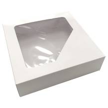 Біла десертна коробка з віконцем (22 х 22 х 6 см)