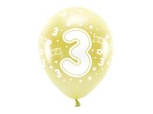 PartyDeco Eco balóniky zlaté číslo 3 (6 ks)