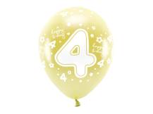 PartyDeco Eco balóniky zlaté číslo 4 (6 ks)