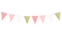 PartyDeco garland with pink, white and gold flags
