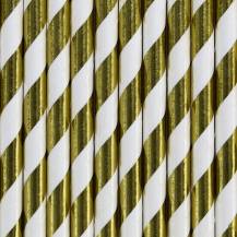 PartyDeco Paper straws gold shiny (10 pcs)