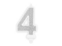 PartyDeco candle small silver number 4