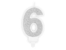PartyDeco candle small silver number 6