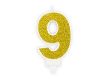 PartyDeco candle small golden number 9