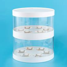 Boîte ronde en plastique pour cupcakes, blanche, 2 étages (pour 12 pièces)