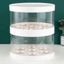 Plastic round box for cupcakes, white, 2 tiers (for 14 pcs.)