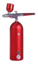 Portable hand airbrush set red