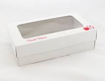 Vianočné krabice na cukrovinky biela s trojfarebnou razbou (25 x 15 x 7 cm)