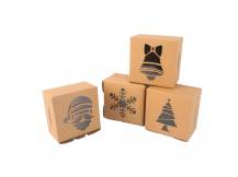 Vánoční krabička kraftová Santa (10 x 10 x 6,3 cm) 1