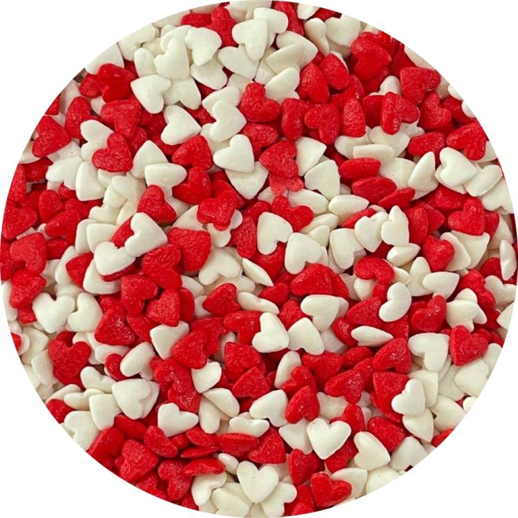 4Cake Cukrová srdíčka bílá a červená (80 g)