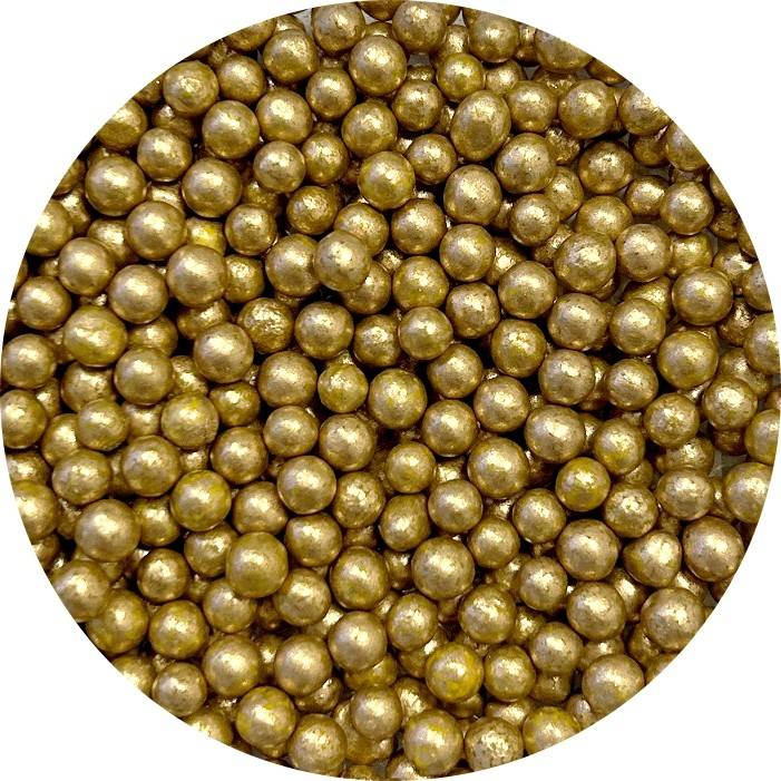 4Cake Cukrové perly zlaté 5 mm (80 g) Besky edice
