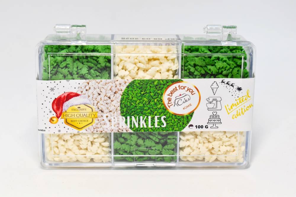 4Cake Cukrové stromečky bílé a zelené (100 g)