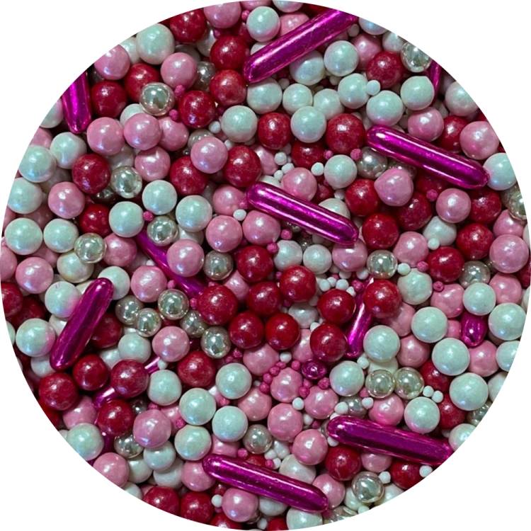 4Cake Cukrové zdobení bílé a růžové Glamour No. 3 (90 g)