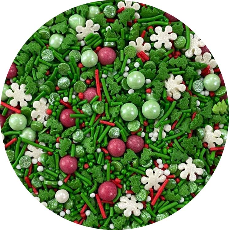 4Cake Cukrové zdobení bílé, červené a zelené Christmas Holiday (80 g)