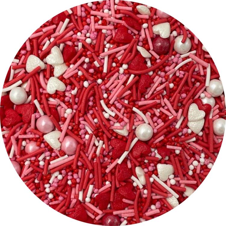 4Cake Cukrové zdobení bílé, růžové a červené Flash of Love (80 g) Besky edice