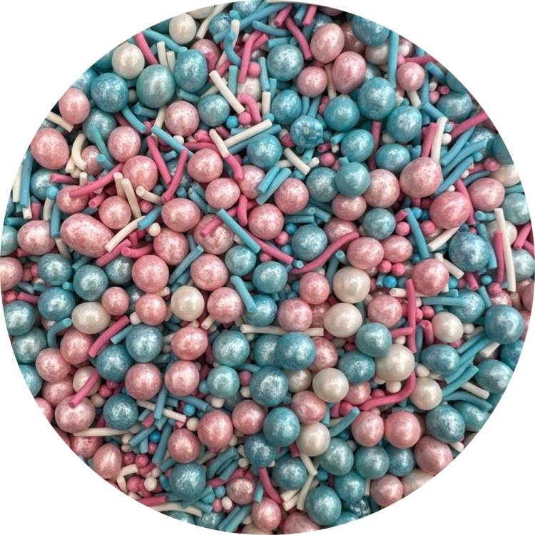 4Cake Cukrové zdobení růžové a modré Gender Party (70 g)