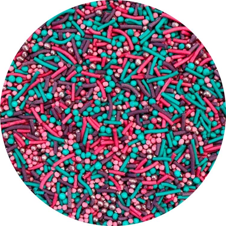 4Cake Cukrové zdobení růžové, fialové a modré Florence No. 2 (50 g)