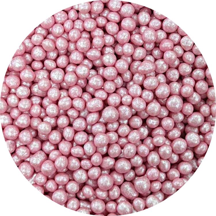 4Cake Cukrovo-rýžové perly růžové perleťové 5 mm (60 g)