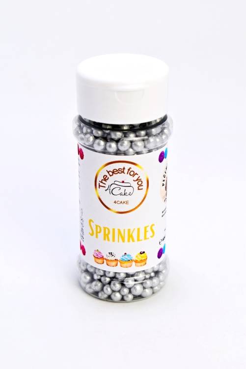 4Cake Cukrovo-rýžové perly stříbrné 5 mm (60 g)