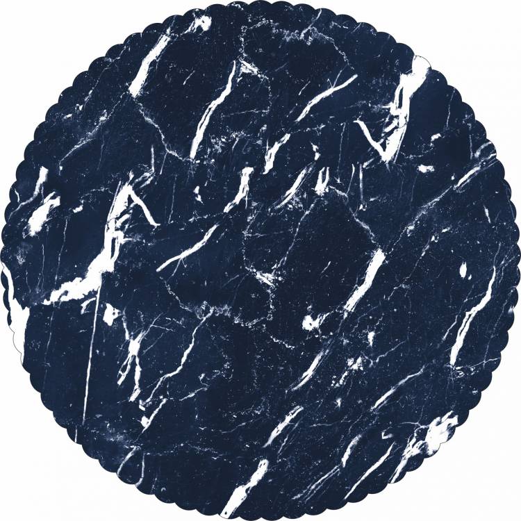 Alvarak dortová podložka Mramor tmavě modrý 32 cm + 5x krajková bílá podložka