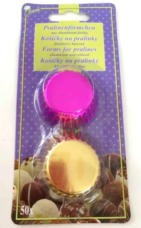 Alvarak hliníkové košíčky na pralinky růžové a zlaté (50 ks)