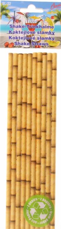Alvarak Koktejlová brčka papírová s motivem bambusu (10 ks)