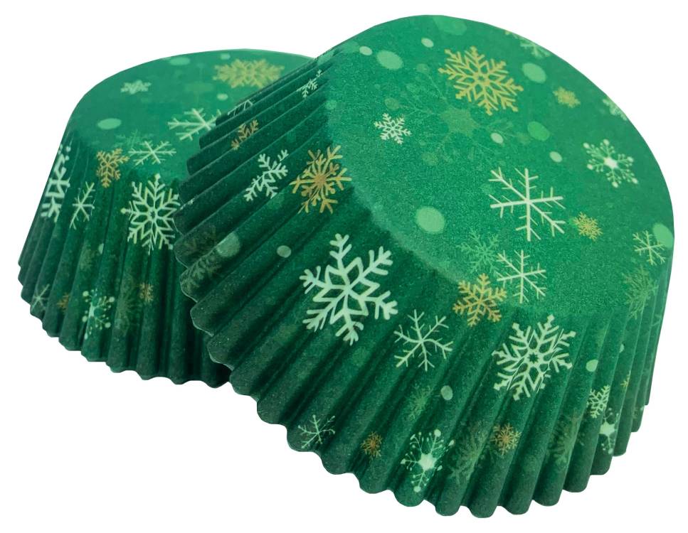 Alvarak košíčky na muffiny Zelené se sněhovými vločkami (50 ks)