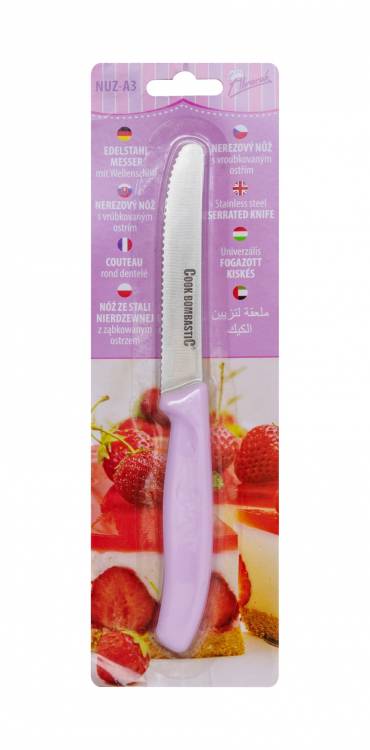 Alvarak Nerezový nůž vroubkovaný fialový 22 cm