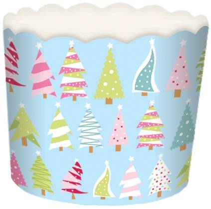 Alvarak pevné košíčky na muffiny Modré s vánočními stromečky (24 ks)
