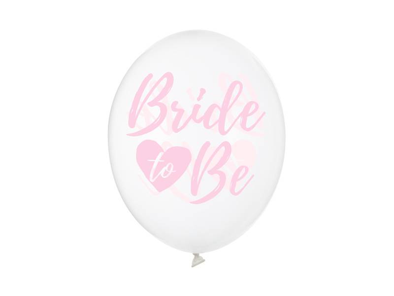 Balónky 6 ks průhledné s růžovým "Bride to be" 30 cm