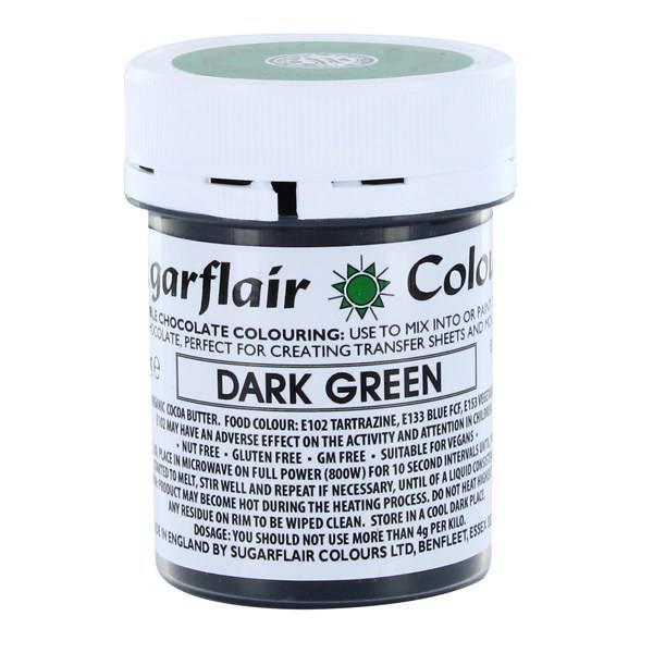 Barva do čokolády na bázi kakaového másla Sugarflair Dark Green (35 g)