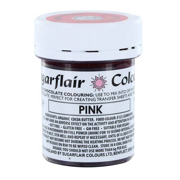Barva do čokolády na bázi kakaového másla Sugarflair Pink (35 g)