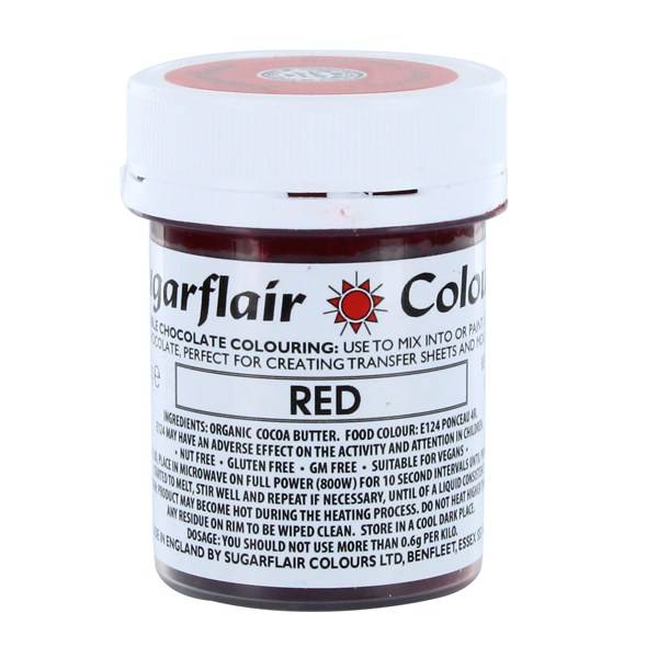Barva do čokolády na bázi kakaového másla Sugarflair Red (35 g)