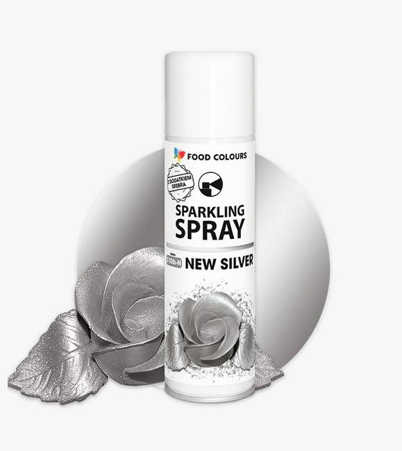 Barva ve spreji Food Colours New Silver (250 ml) Stříbrná