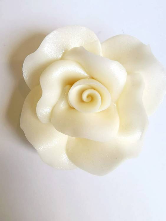 Cukrová růže velká bílá perleťová (9 ks)