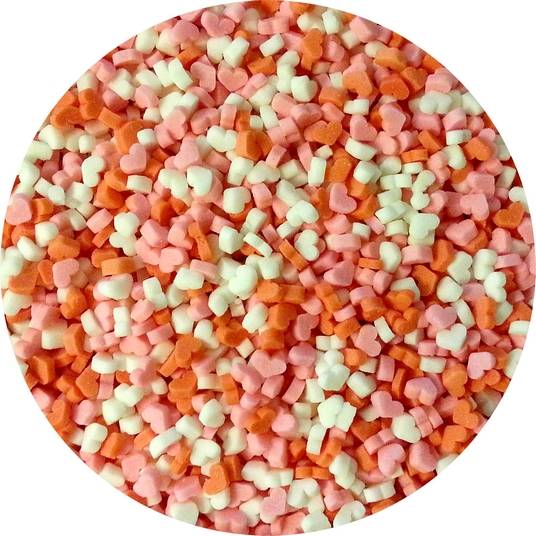 Cukrová srdíčka 3D růžová, červená a bílá (1 kg)