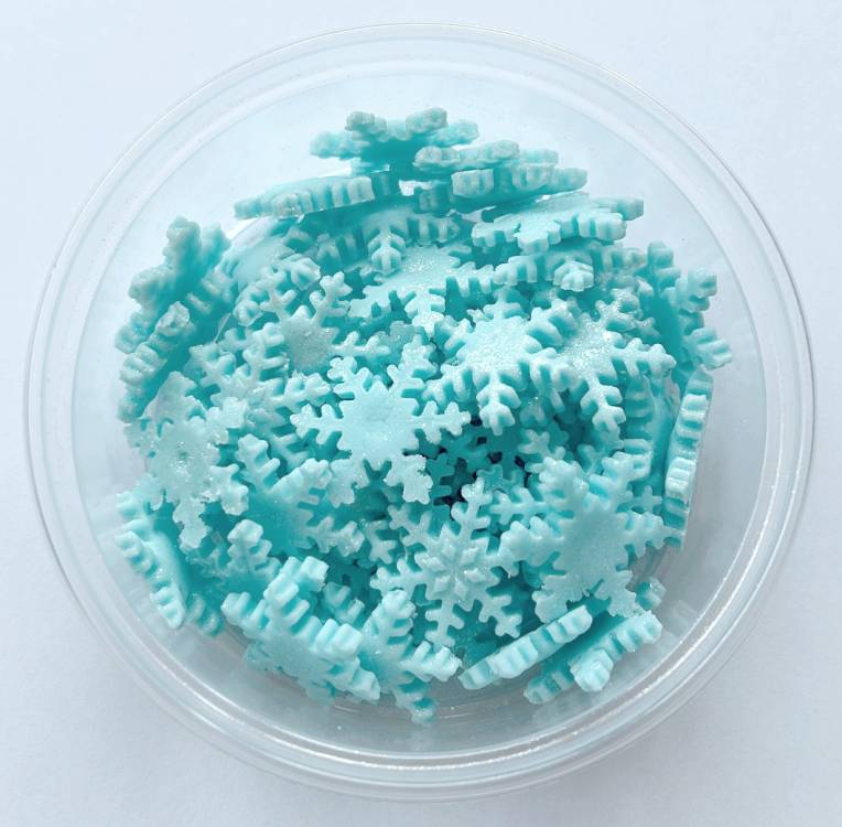 Cukrové sněhové vločky modré perleťové (50 ks)