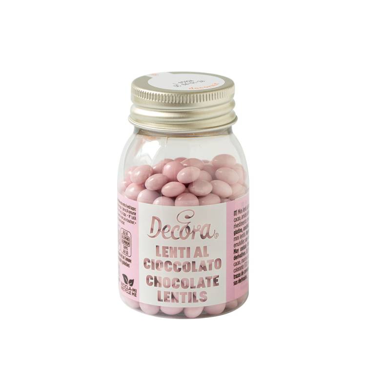 Decora čokoládové mini lentilky světle růžové (80 g)