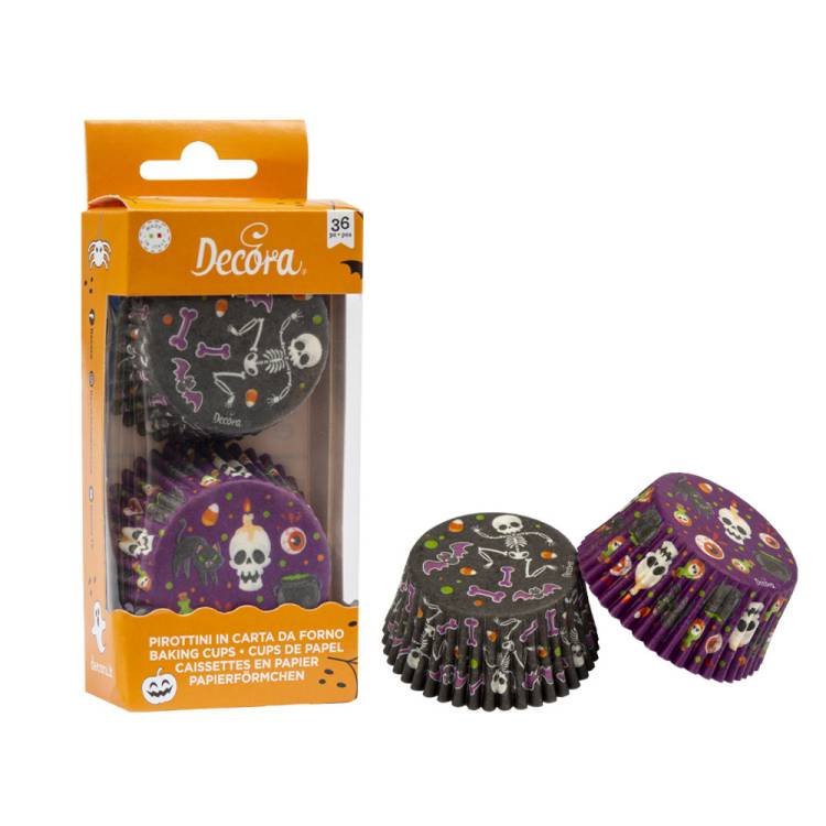 Decora košíčky na muffiny Černé a fialové s halloweenským motivem (36 ks)