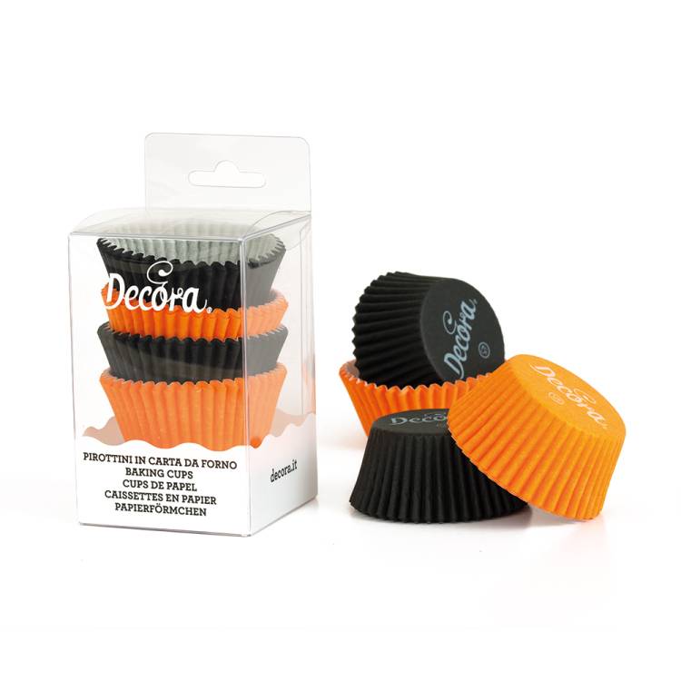 Decora košíčky na muffiny Černé a oranžové (75 ks)