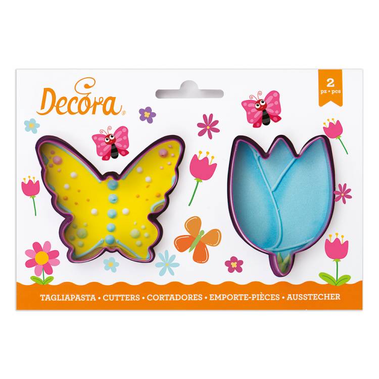 Decora vykrajovátko Tulipán a motýl (2 ks)