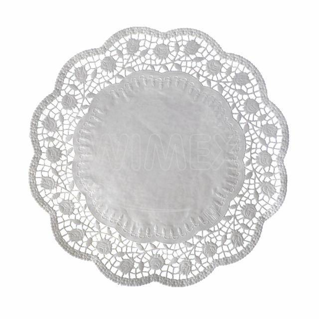 Dekorativní krajka bílá kulatá 38 cm (100 ks)