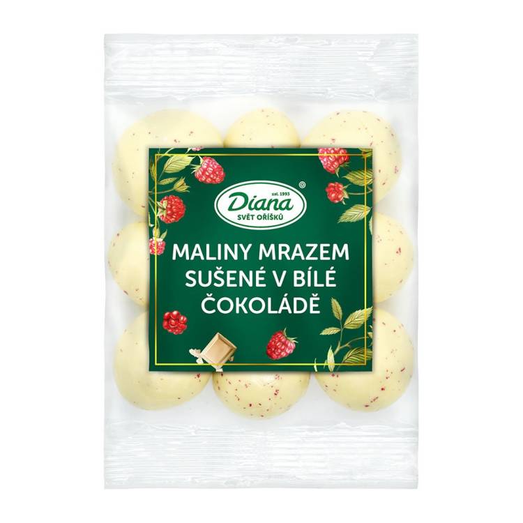Diana Maliny mrazem sušené v bílé čokoládě (100 g)