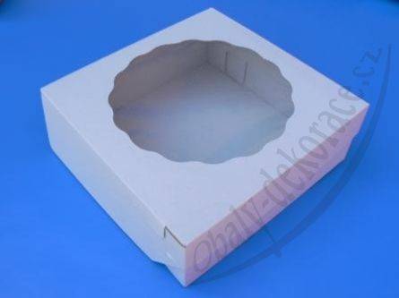 Dortová krabice pevná bílá s okénkem (28 x 28 x 10 cm)