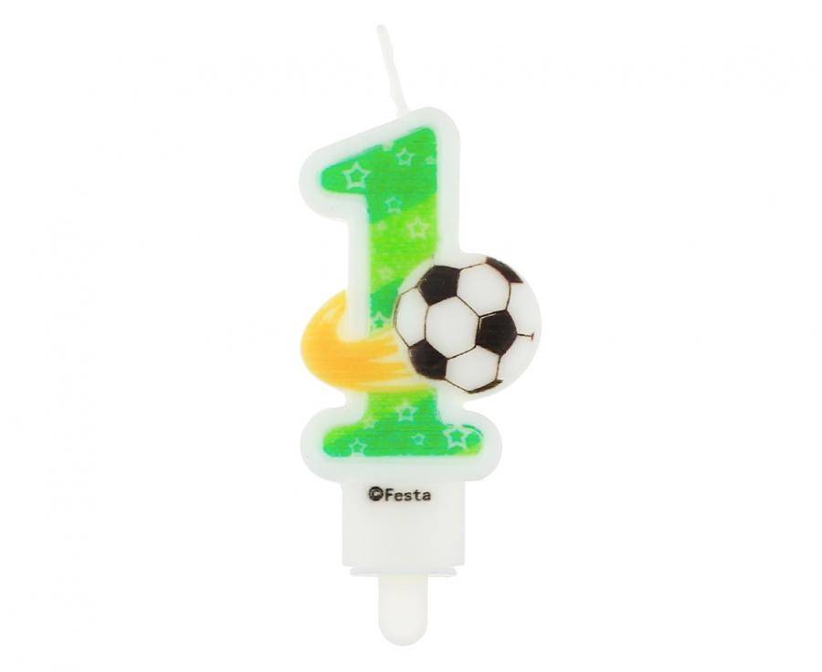Godan svíčka zelená s fotbalovým míčem číslo 1