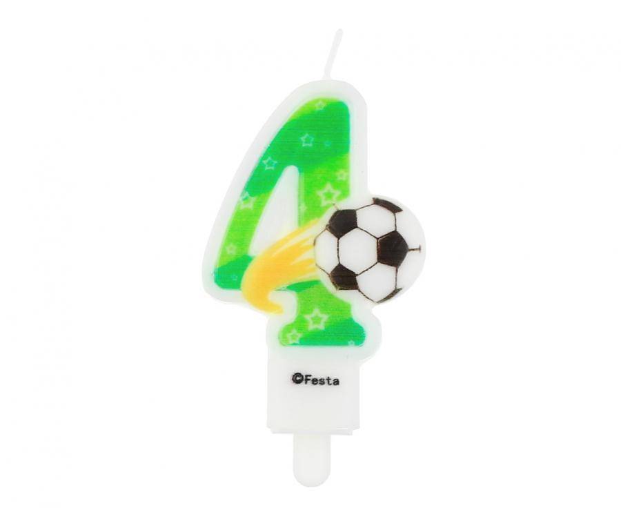 Godan svíčka zelená s fotbalovým míčem číslo 4